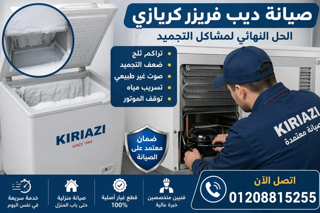 👉 إصلاح ديب فريزر كريازي يعاني من ضعف التجميد وتراكم الثلج