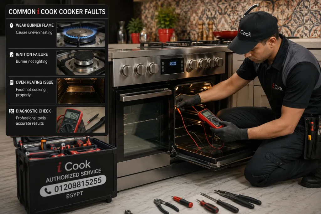 أشهر أعطال بوتاجازات i Cook مثل ضعف الشعلة وتعطل الإشعال الذاتي