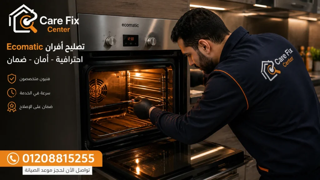 فني يقوم بصيانة فرن ايكوماتيك بسبب ضعف التسخين والهيتر