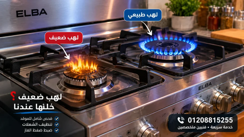 ضعف شعلة بوتاجاز البا وظهور اللهب الأصفر
