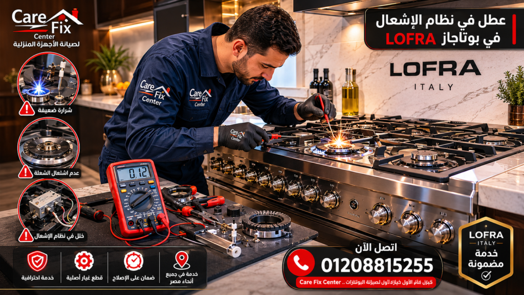 فني صيانة محترف يقوم بفحص بوتاجاز Lofra إيطالي