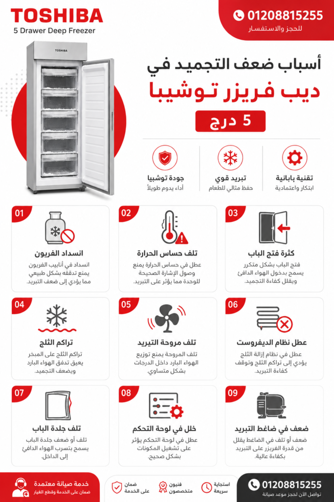 الأسباب المحتملة لضعف تجميد ديب فريزر توشيبا