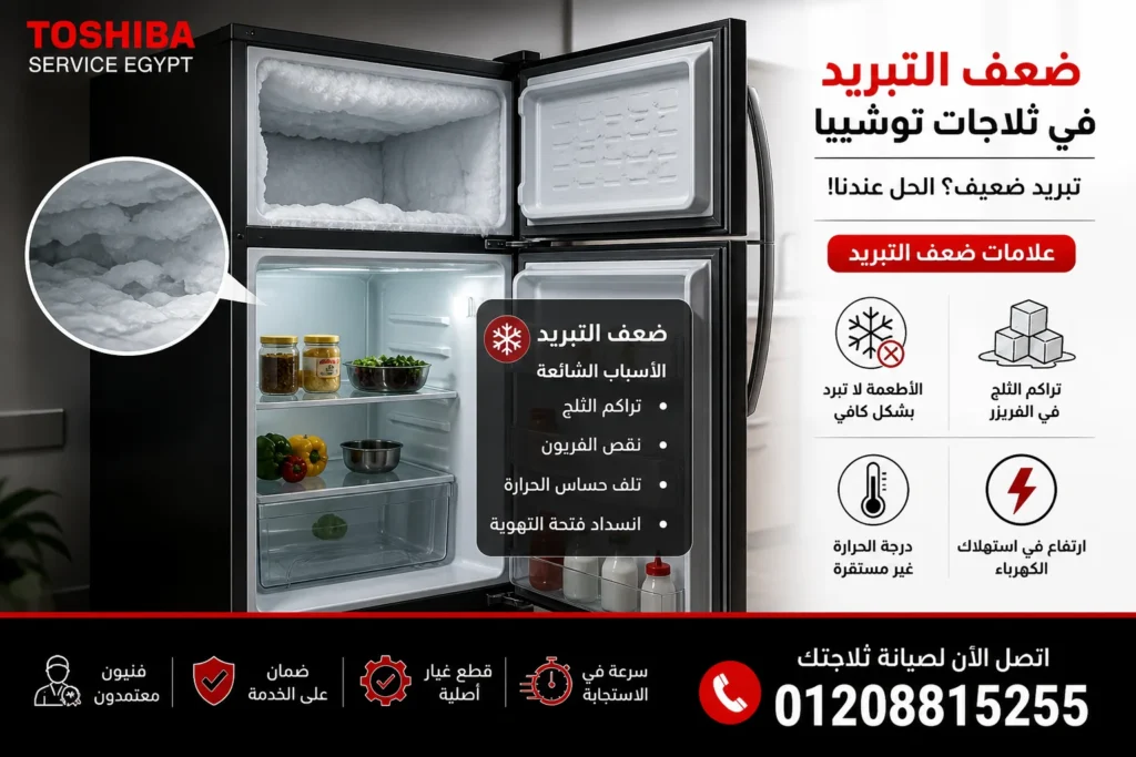 الثلاجة توشيبا لا تبرد والفريزر لا يجمد بسبب مشكلة في التبريد