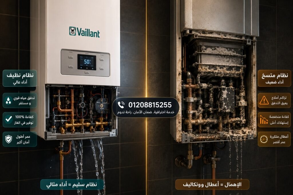 مقارنة بين سخان فايلنت نظيف وسخان متراكم عليه الرواسب