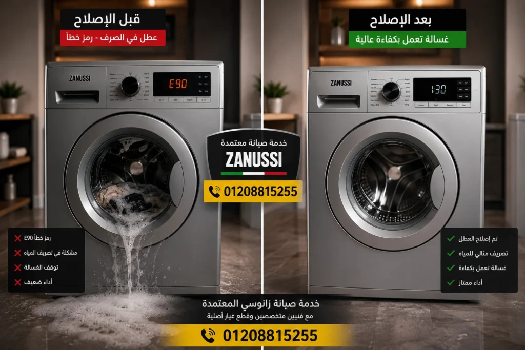 قبل وبعد إصلاح اعطال غساله زانوسى وتحسين الأداء